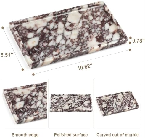 Natural Marble Vanity Tray for Bathroom and Kitchen Decor