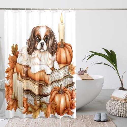 DESIHOM Fall Japanese Chin Dog Shower Curtain Set 78 Inch