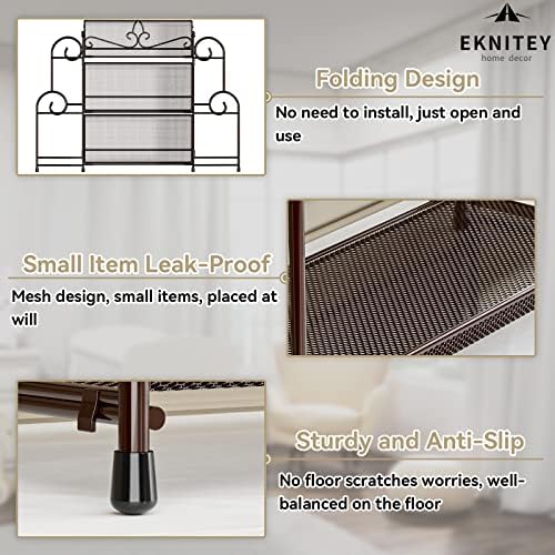 EKNITEY 3 Tier Bathroom Organizer Shelf - No Assembly Brown