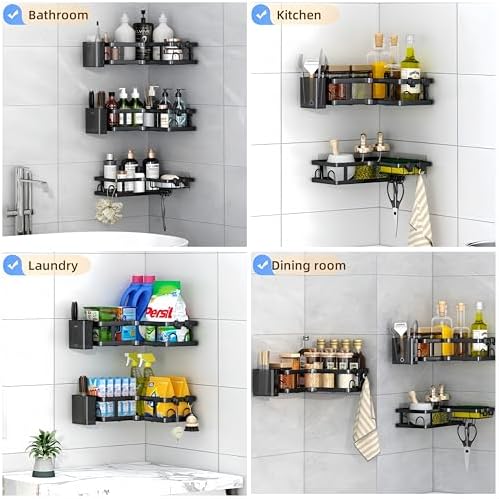 3 Pack Corner Shower Caddy Rustproof No Drilling Stainless Steel