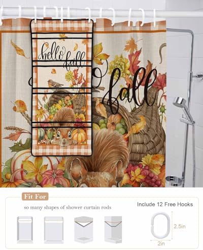 QueenKer 72x72 Shower Curtain Set with Hanging Organizer