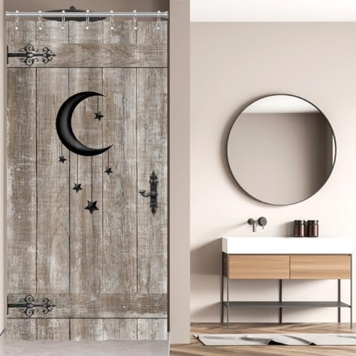 Moon Star Barn Door Shower Curtain Set