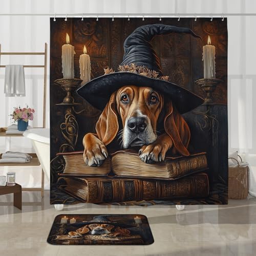 4PCS Halloween Witch Bath Set with Non-Slip Rug and U Shape Toilet Lid Cover