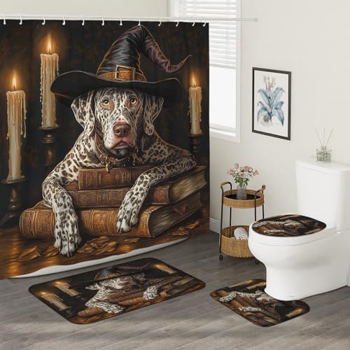 4PCS Halloween Witch Cat Halloween Leopard Dog Bathroom Set