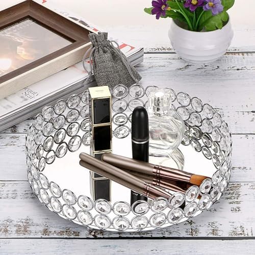 Hipiwe Crystal Makeup Tray with Mirror