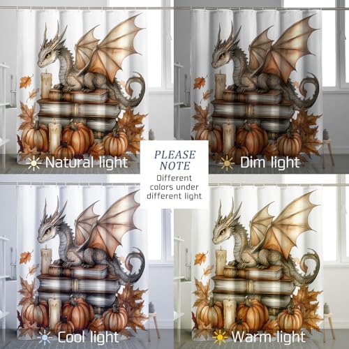 DESIHOM Fall Dragons Pumpkins Shower Curtain Set 72 Inch