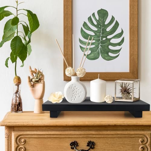 Ayiaren Black Wood Soap Dispenser Holder Organizer