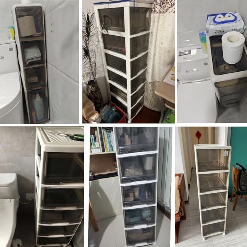 75 Inch Bathroom Storage Corner Floor Cabinet with 4 Movable Layers and Wheels