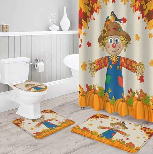 Thanksgiving Scarecrow 4-Piece Shower Curtain Set
