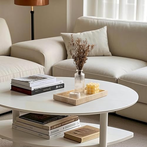 WORHE Natural Marble Vanity Tray for Jewelry and Candles