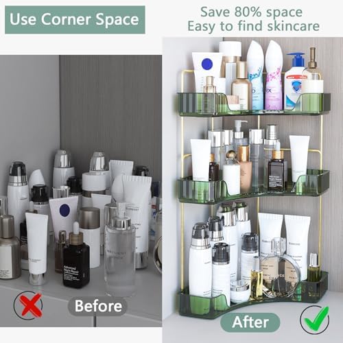Webetop Corner Organizer Bathroom and Vanity Storage 90 Degree Design Clear Plastic Spacious Shelf