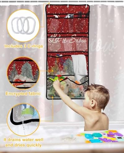 ZFUNCING Shower Curtain Set with 10 Pockets and Hooks