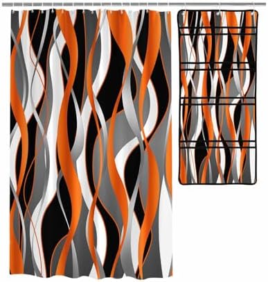 ZFUNCING Shower Curtain Organizer Set with 10 Pockets 1