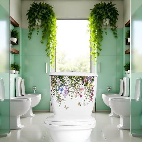 Galepromot Plant Leaves Toilet Lid Stickers Self-Adhesive Decals