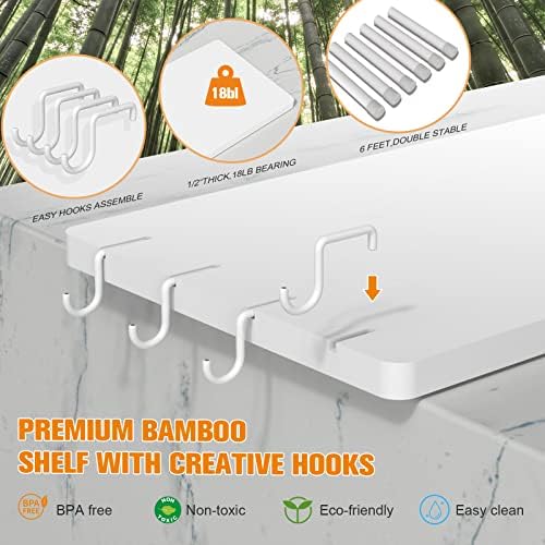 JayRex 3 Tier Bamboo Bathroom Organizer Shelf White