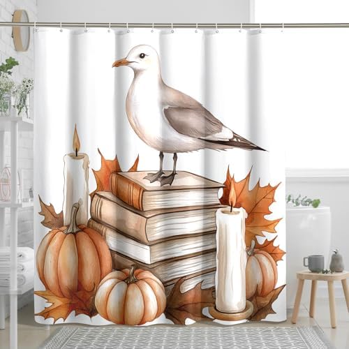 DESIHOM Fall Seagull Bird Shower Curtain Set - 62 Inch