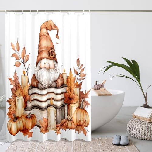 DESIHOM Cute Fall Gnomes Shower Curtain Set