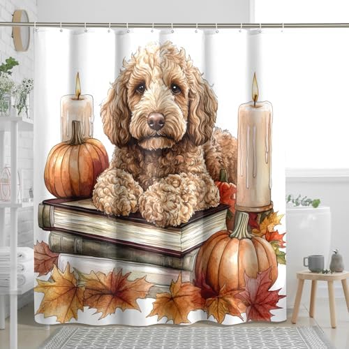 DESIHOM Fall Golden Doodle Shower Curtain Set 62 Inch