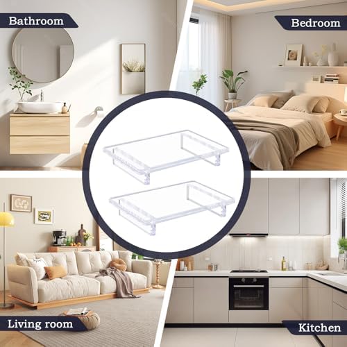 2 Pack Acrylic Pedestal Tray for Bathroom and Kitchen Countertops