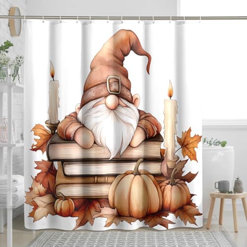 DESIHOM Cute Fall Gnomes Shower Curtain Set 1