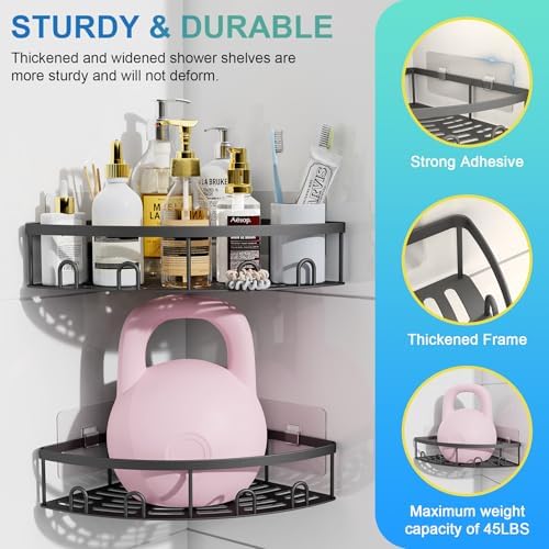 Corner Shower Caddy 2 Pack Adhesive Organizer Shelf