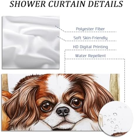 DESIHOM Fall Japanese Chin Dog Shower Curtain Set 72 Inch