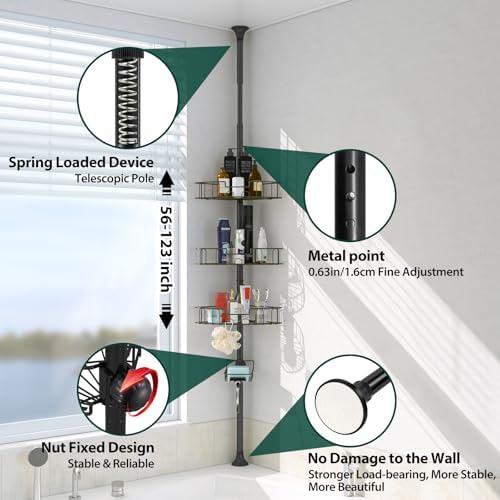 Adjustable Shower Caddy with 4 Shelves and Tension Pole