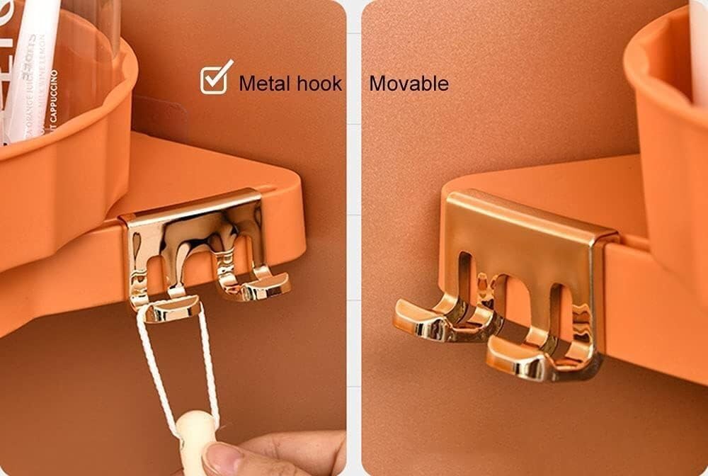 Shower Caddy with 2 Tier Plastic Hooks Corner Shelf Organizer Blue-Orange