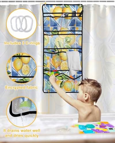 ZFUNCING Shower Curtain Mesh Organizer Set with Hooks 1