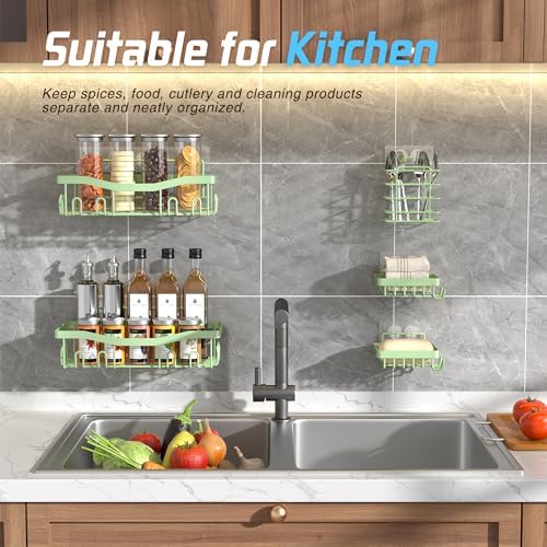Youvip Adhesive Shower Caddy 5 Pack Set Green