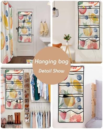 Watercolor Fruit Shower Curtain Set with Organizer