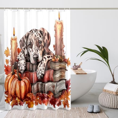 DESIHOM Fall Catahoula Leopard Dog Shower Curtain Set 72 Inch