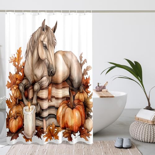 DESIHOM Fall Horses Shower Curtain Set 72 Inch 1