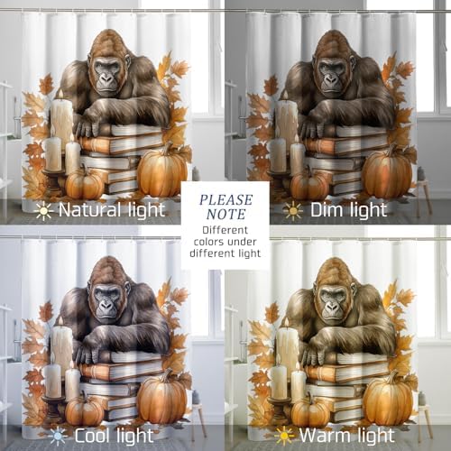 DESIHOM Fall Chimpanzee Pumpkins Shower Curtain Set 72 Inch