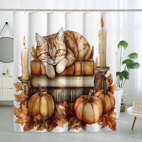 DESIHOM Fall Cats Kitten Shower Curtain Set 62 Inch