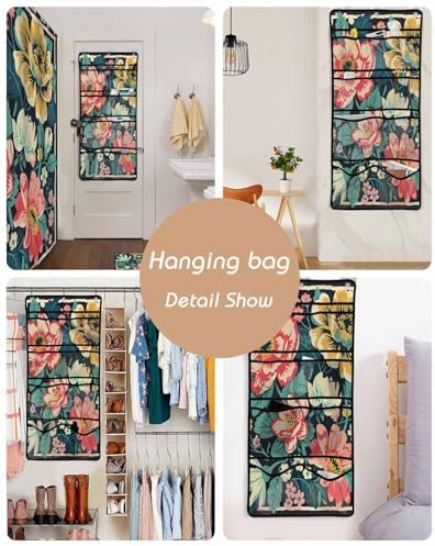 ZFUNCING Garden Watercolor Floral Shower Curtain with Hooks Organizer Set