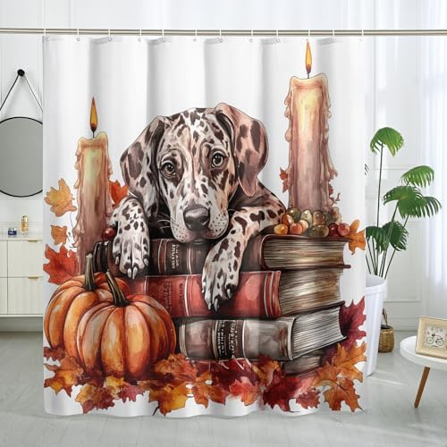 DESIHOM Fall Catahoula Leopard Dog Shower Curtain Set 72 Inch