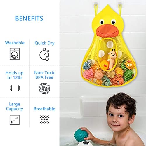 Linkidea Bath Toy Organizer with Adhesive Hooks 1
