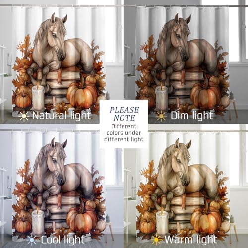 DESIHOM Fall Horses Shower Curtain Set 72 Inch 1