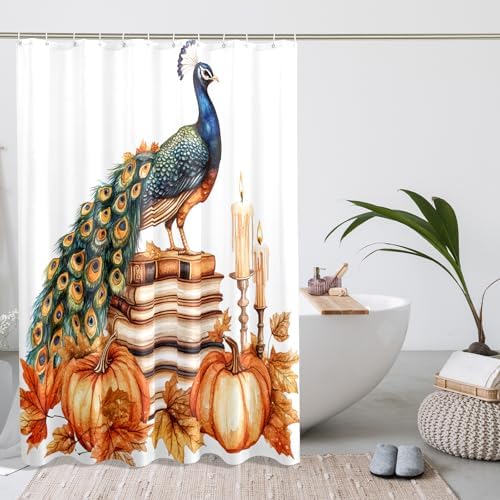 DESIHOM Fall Peacock Shower Curtain Set 78 Inch