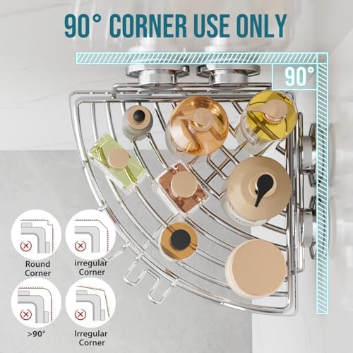 TAILI Powerful Suction Cup Corner Shower Caddy 2 Pack