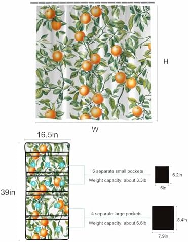 ZFUNCING Shower Curtain With 10 Pockets Organizer Set