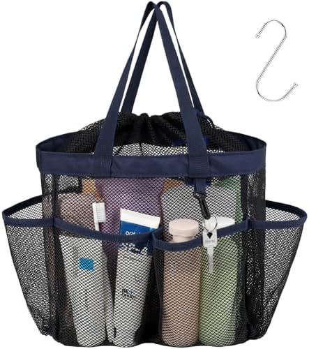 F-color Mesh Shower Caddy with Drawstring and 7 Pockets 1