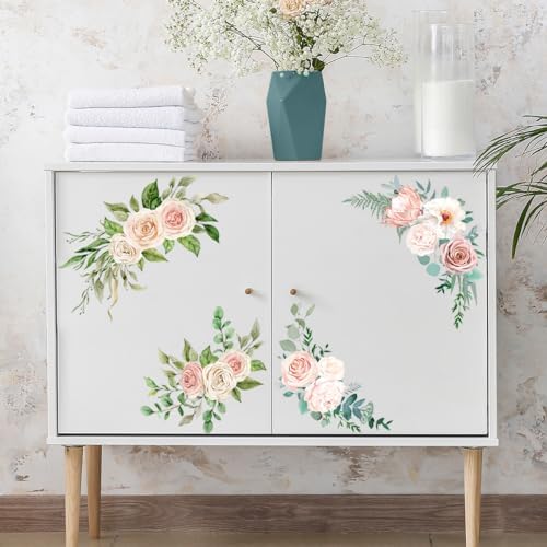 6PCS Removable Flower Toilet Stickers Set for Bathroom Washroom