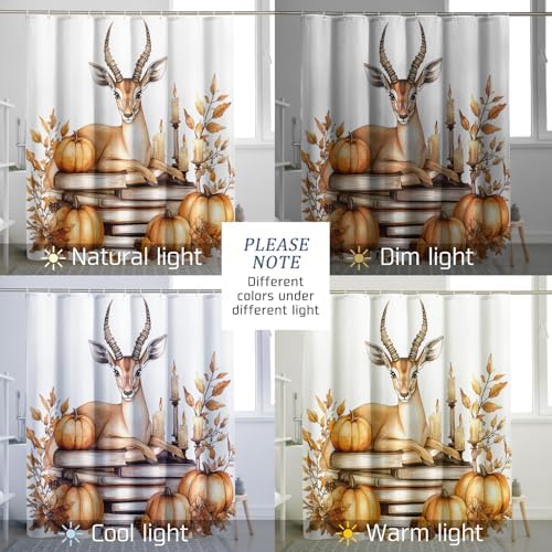DESIHOM Fall Antelopes Pumpkins Shower Curtain Set 62 Inch