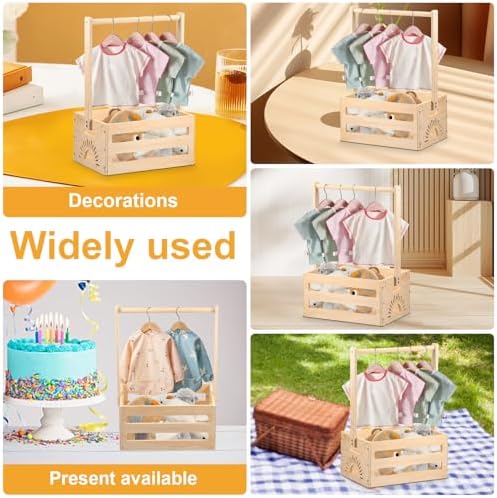 Wood Baby Shower Storage Crate with Handle