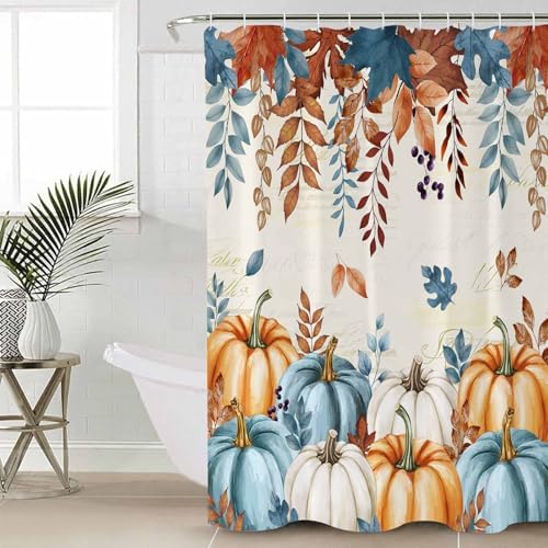 Thanksgiving 4 Piece Shower Curtain Set with Non-Slip Rugs