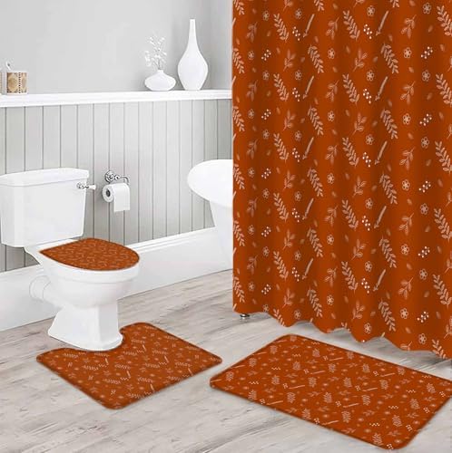 Thanksgiving Wild Flower Shower Curtain Set 4 Pcs