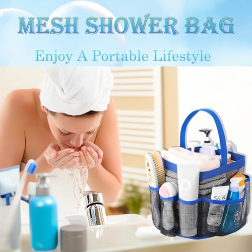 Dolrsrcm Mesh Shower Caddy Portable 8 Pocket Toiletry Bag
