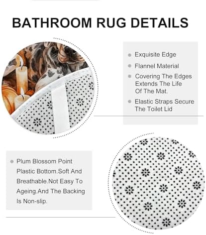 DESIHOM 4PCS Fall Catamounts Leopard Shower Curtain Set with Non-Slip Rug and Toilet Lid Cover Mat